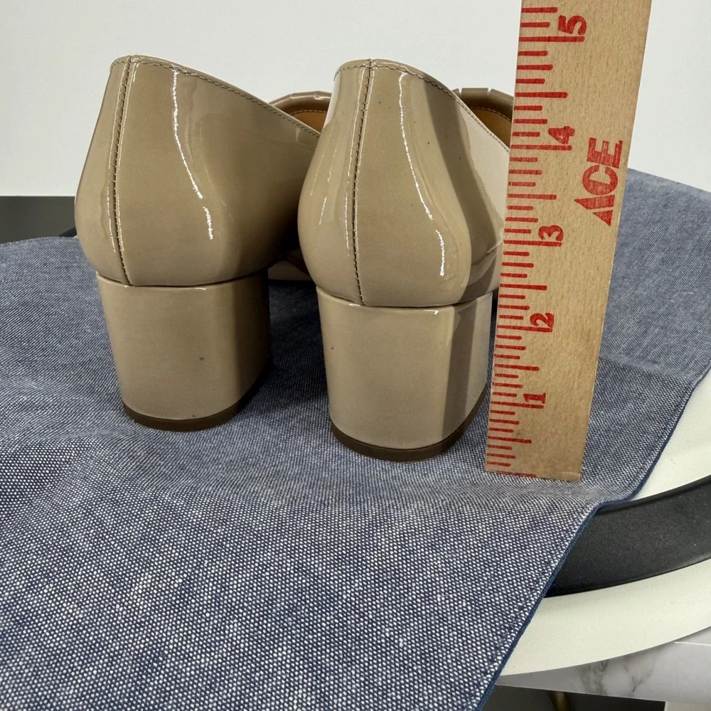 Paul Green Kiltie Loafer Fringe Pumps 8 Beige Patent Leather Square Toe